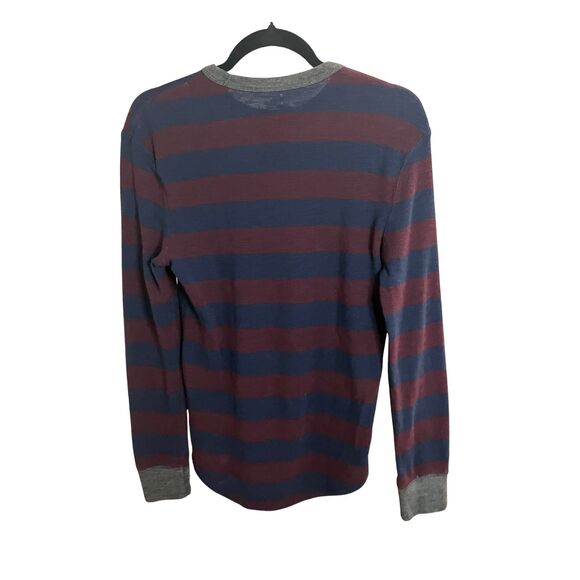 American Eagle Heritage Thermal Knit Long Sleeve XS Burgundy Navy Stripes - Picture 2 of 8